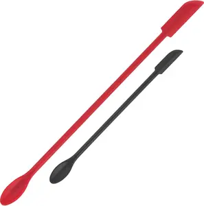 2PCS Mini Silicone Spatula Set – Small Jar Scraper Tool for Bottles, Jars & Containers, Reusable Silicone Scraper (Black & Red)