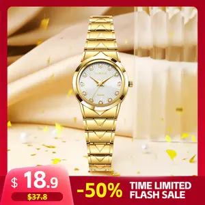 LIEBIG Women's Glamorous Analog Quartz Dress Watch - 26mm Gold Case, Rhinestone Markers, 3ATM Water-Resistant (30M), Hardlex Glass Dial, Stainless Steel & Alloy Band with Clasp Fashion Timepiece