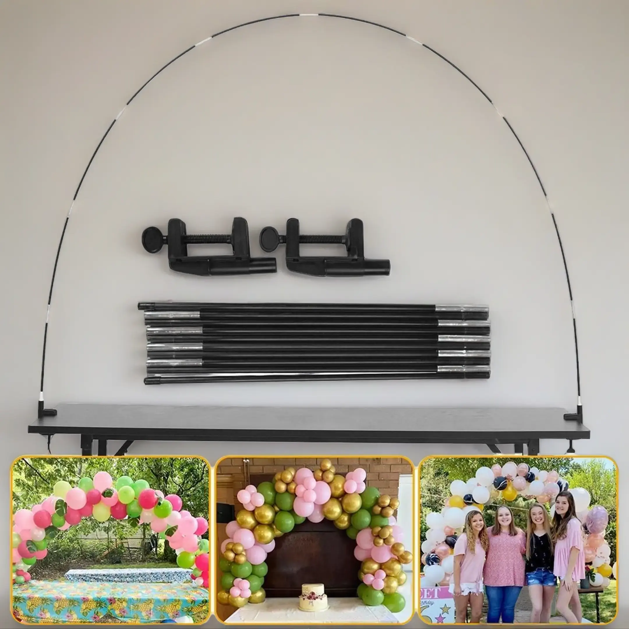 12ft Desktop Balloon Arch Bracket Kit - Rustic Birthday Balloon Accessories, Stand Support Holder for Home, Wedding Event Decorations, Balloon Arch Kit