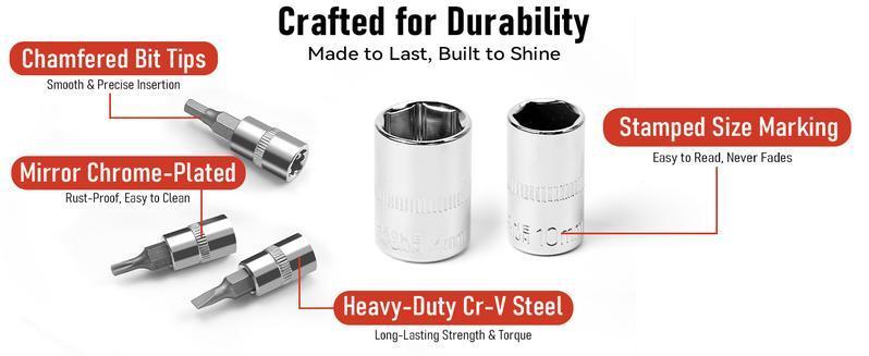 46/53 pcs Car Repair Tool Kit, Household Machinery Tools Set,Standard Socket Wrench, 1/2 * 1/4 "3/8" Drive Depth,Ratchet Screwdriver Compatible with Car Repair & Bicycle Repair, Hardware Toolbox,Auto Household, Christmas Gift for Dad,Black/Green