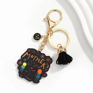 Happy Mother's Day Keychain,Wooden Mother's Day Letter Tassel Keychain For Mom,The Perfect Gift for Mom