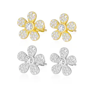 Daisy Flower Pavé Studs