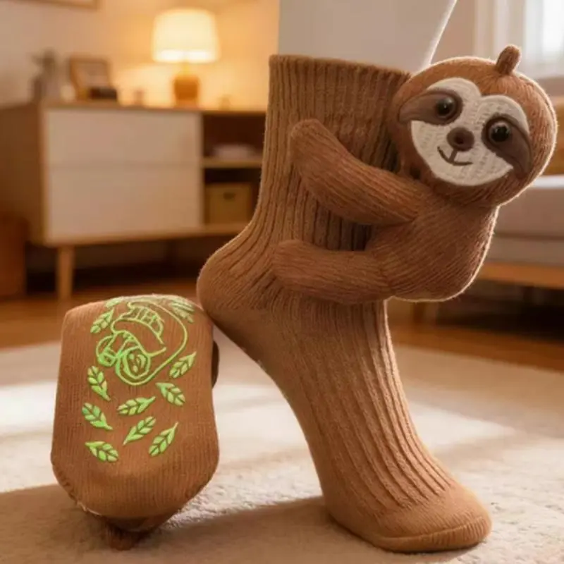 Four pairs of animal socks New Arrival Animal Socks Christmas Knit Floor Socks Warm Cozy Cute Autumn Winter Socks For Women Men Soft Plush Indoor Home Socks Funny Animal Pattern Thermal Socks For Holiday Gift Womenswear Accessory