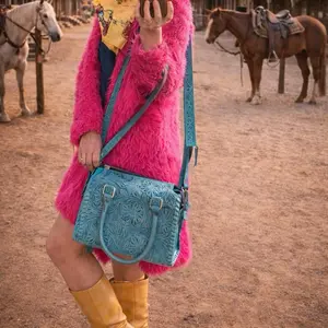 Turquoise floral tooled leather medium speedy