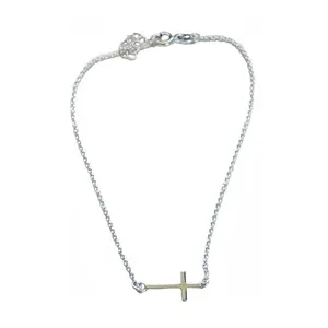Sideways Cross Sterling Anklet