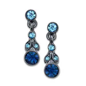 Light Sapphire & Montana Blue Euro Crystal  Drop Earrings