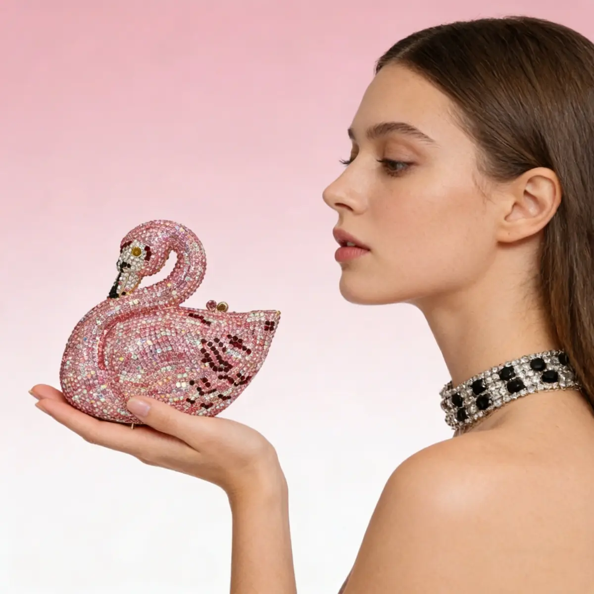 PSBIY Swan Crystal Clutch: Sparkling Rhinestone Design for Prom Party & Red Carpet Events Perfect for Gala Looks, Holiday, Elegant, Evening, Rhinestones, Gala Look Boost, Swan‑Shape Luxe