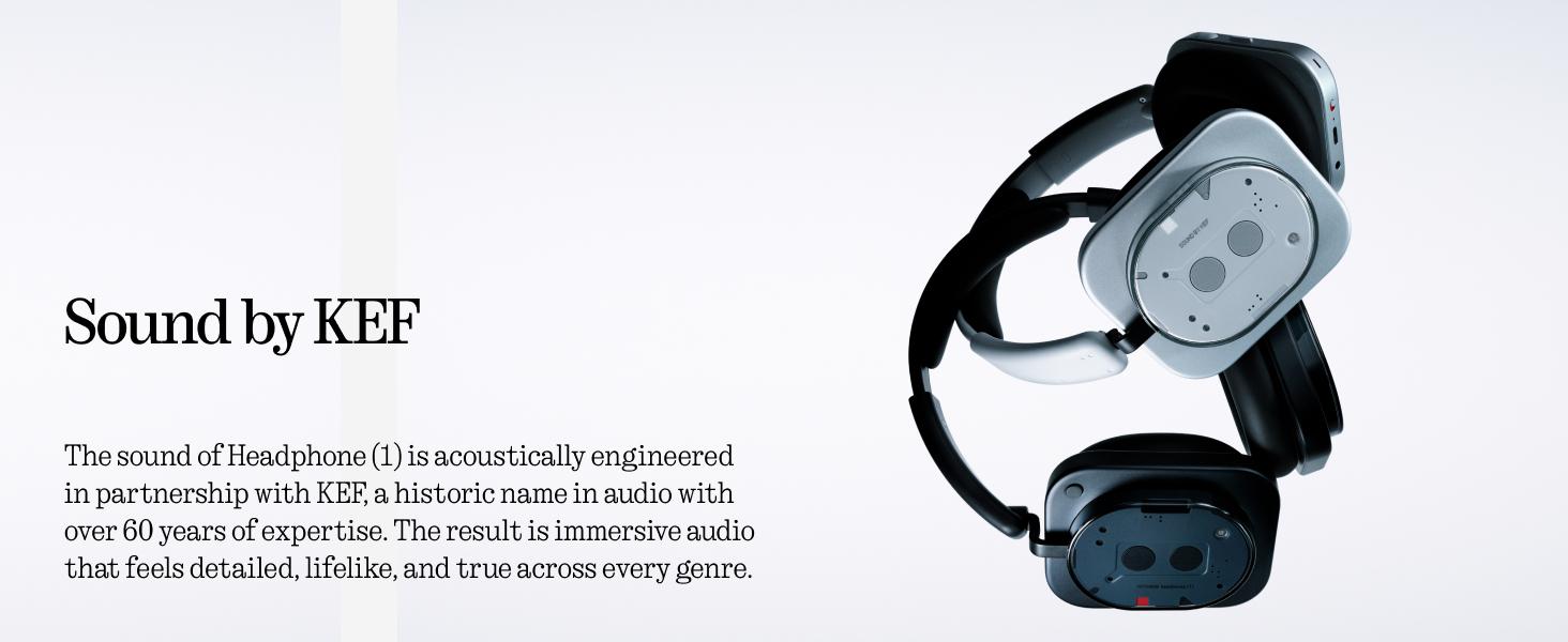 Nothing Headphone (1) Hybrid Active Noise Cancelling Headphones, Wireless Over Ear Headphones with 6 MICS, Personalized Spatial Audio, Tuning by KEF, Up to 80 Hours Playtime, Bluetooth Headset White