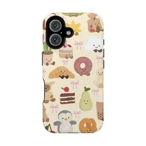 Cute Jellycats Collection Phone Case, Pastel Striped, Bows Girly Pattern Shockproof Phone Cover Compatible With iPhone 17 16 15 14 13 12 11 Pro Max