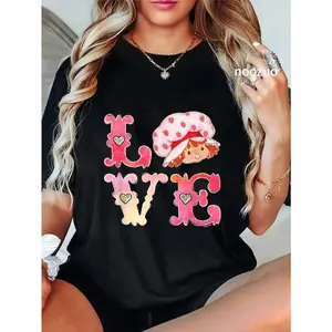 Cotton Unisex Strawberry Shortcake Valentine's Day Love Vintage Logo T-Shirt Casual Top
