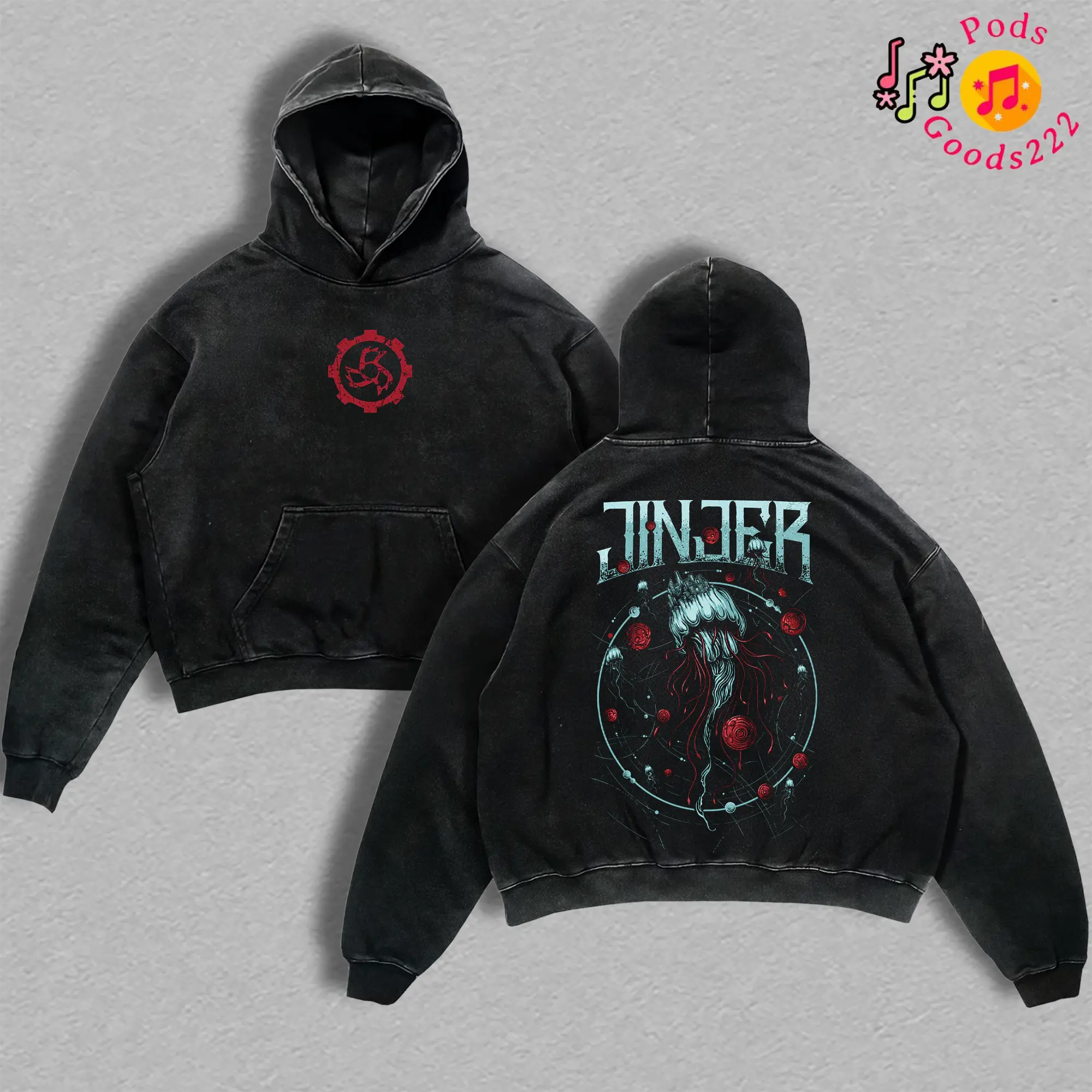 JINJER Escape The Microverse Album Graphic T-Shirt, Hoodie, Sweatshirt, Vintage Washed Oversized Heavyweight Cotton Tee, Double Sided Progressive Groove Metal Band Streetwear, Y2K Rock Concert Apparel, Premium Unisex Music Merch Gift for JINJER Fans