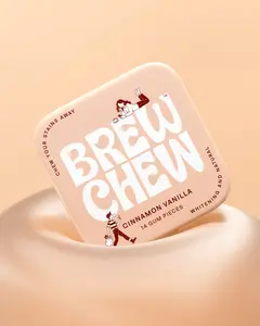 All Natural Whitening Chewing Gum | Sugar Free, Enamel Support | Built-in Mirror Tin | Cinnamon Vanilla