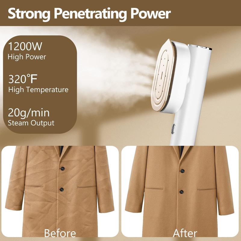 ELORTI Garment Steamer for Clothes，Hanrdheld Steamer & lron 2 In 1, Portable Travel Clothing Steamer lron,10s Fast Heat-Up,  Mini Garment Steamer & Iron，Holiday Gifts
