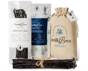 15 VanillaBros Madagascar Bourbon Vanilla Beans – Grade A Whole Pods (6.3–8.3") – Extra Long, Plump & Moist – For Baking, Desserts & Homemade Vanilla Extract – Rich High-Vanillin Aroma