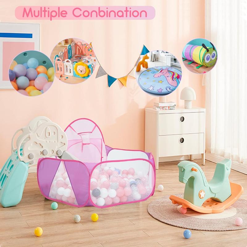 Christmas Gift for Kids Large 4FT Pink Ball Pit Tent with Basketball Hoop Pop Up Playhouse for Toddlers Indoor Outdoor Playpen with Zipper Bag Balls Not Included