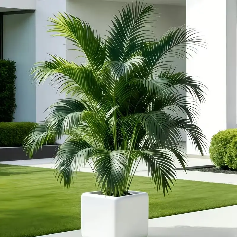 1pcs Artificial Palm Tree - Realistic Faux Areca Palm, Single Decorative Tropical Greenery for Home, Garage, Study Indoor-Outdoor Decor (Home Supplies)