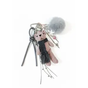 Teddy Bear Bag Charm & Accessory Bundle | Pink Bear Keychain Set
