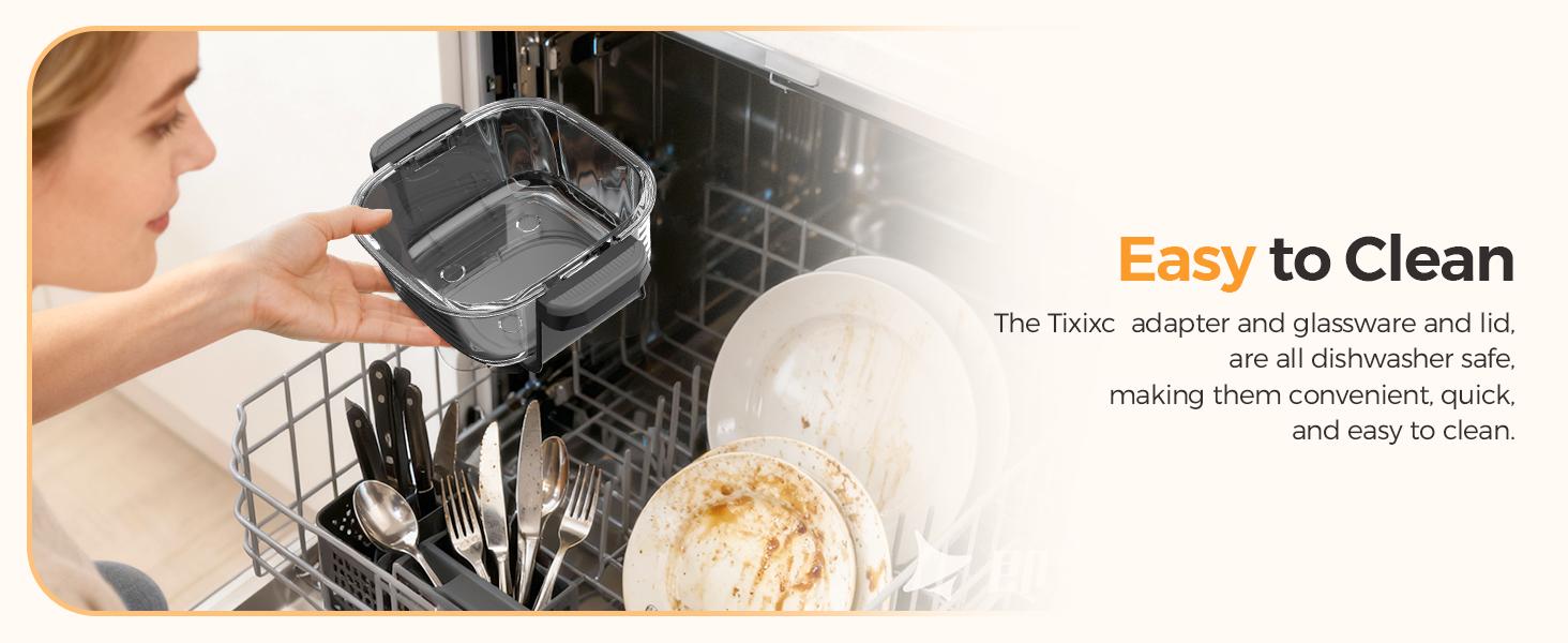 1500W 5-in-1 Glass Air Fryer Non-Toxic - 4Qt Pot+6Cup Container with Lid & Dust Cover, Portable Smart Kitchen Appliance Silicone Pad Included