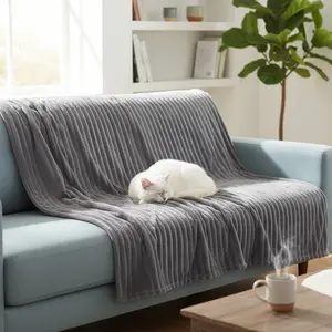 BedLoom Super Soft Flannel Single layer 300GSM Fleece Throw Blanket - Cozy 3D Ribbed Jacquard Lightweight Fluffy Blanket, Thin & Breathable for All Season Use, Perfect for Couch, Bed & Home Decor, Ideal Gift for Women, Men, Mom