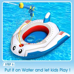 Kids' Inflatable Pool Float, Toddler Ride-On Airplane Cruiser, Summer Foldable Lounger, Mini Pool Toy for 3-8 Years Babies