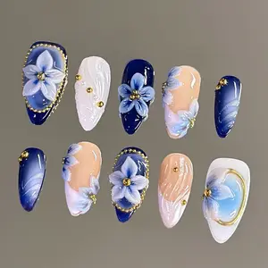 NailVesta MOONLIT PETAL – 100% Handcrafted 3D Press-On Nails | Reusable, Long-Lasting, Salon-Quality