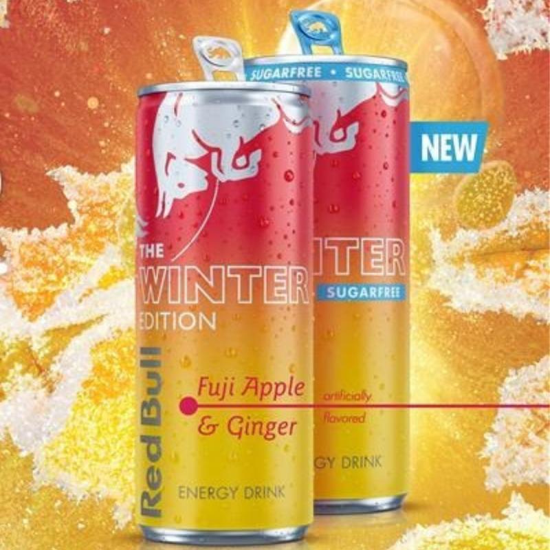Red Bull Winter Edition Fuji Apple & Ginger  Energy Drink 12 fl oz - Choose Your Pack 1-24 CANS regular and Sugar-Free Caffeine B-Vitamins Electrolytes
