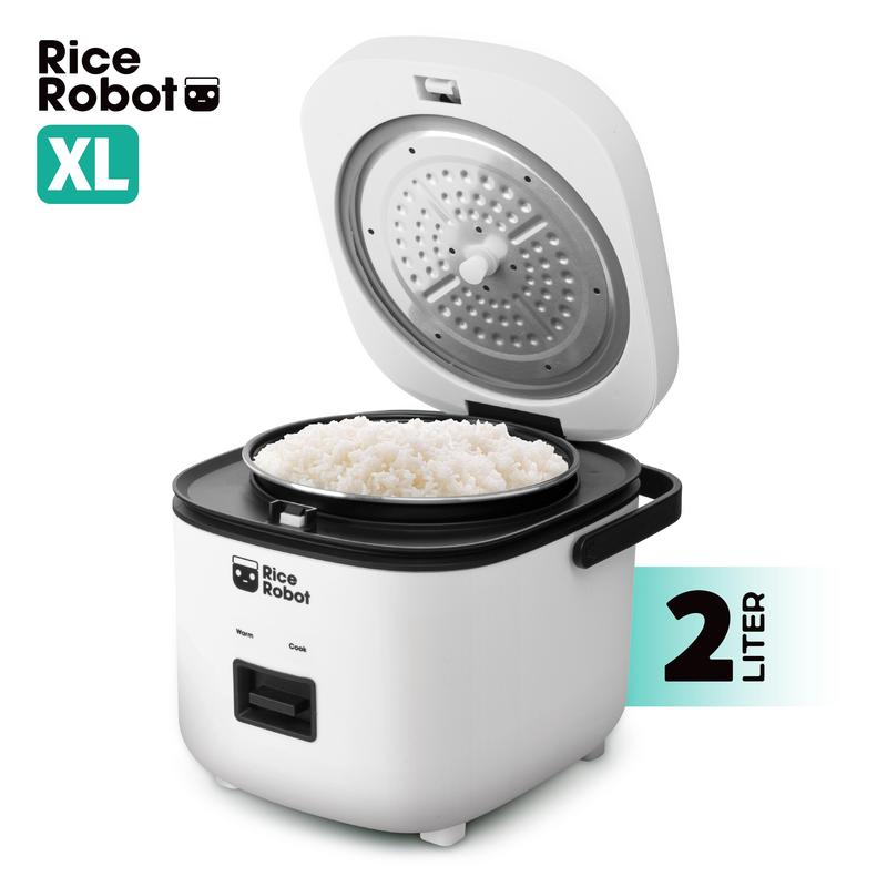 Rice Robot - All in One Cooker - Cook Anything with a single button! PFAS-free, Nonstick Ceramic Bowl, Steamer Tray, Measuring Cups, Recipe Book with 60 Recipes, & Serving Spoon