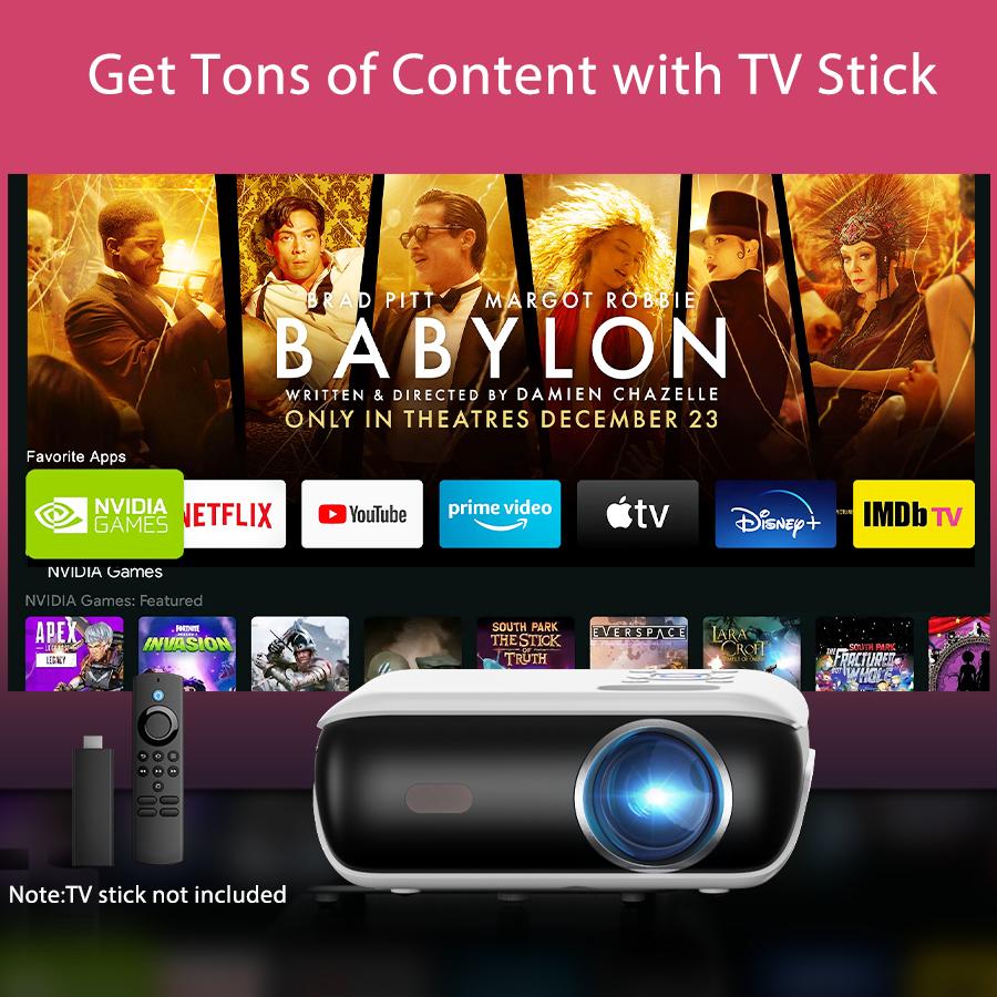 Happrun TK-H1 1080P Bluetooth Projector | Portable Mini H1 Projector for Home Theater, Bedroom Cinema, Outdoor Movies & Camping | Connects to Smartphone, iPhone, HDMI, USB, TV Stick, Fire Stick, PS4, PS5 | Bright Screen & Easy Setup