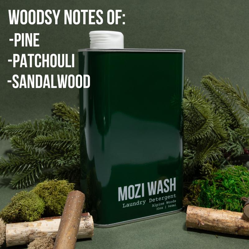 Mozi Wash Laundry Detergent 1 Pack  - World's Best Smelling - Plant Based Household Scented Cleaning Display Worthy Eco Friendly Tins Non Toxic Formula Cozy Cashmere Sugar Dew Desert Poppy Alpine Woods Central Coast  Vanilla Moon Infinitely Recyclable