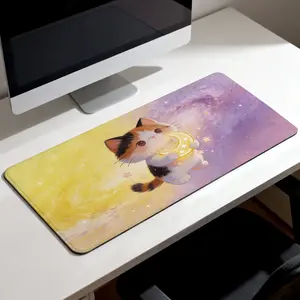 LIVEKEY Cute Calico Cat Galaxy Mouse Pad 31.5x15.75in Non - Slip Rubber Base Smooth Surface Gaming Office Desk Mat for PC Laptop​