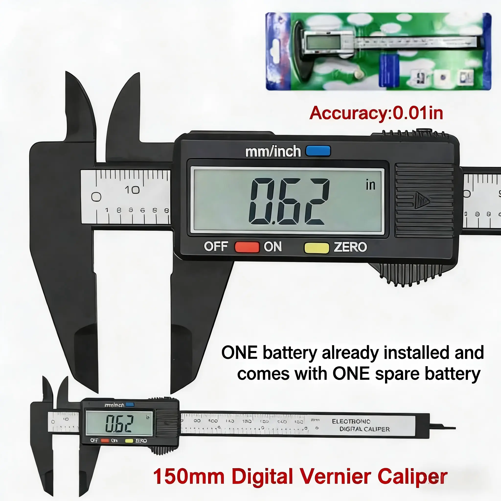6" 150mm Digital Caliper LCD Electronic Vernier Measuring Tool