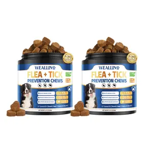 WEALLIN Flea & Tick Support Chews for Dogs, Formula with Coconut Oil & Flaxseed, 120 Soft Chews, Daily Wellness Support, Vet-Formulated, for All Breeds & Size