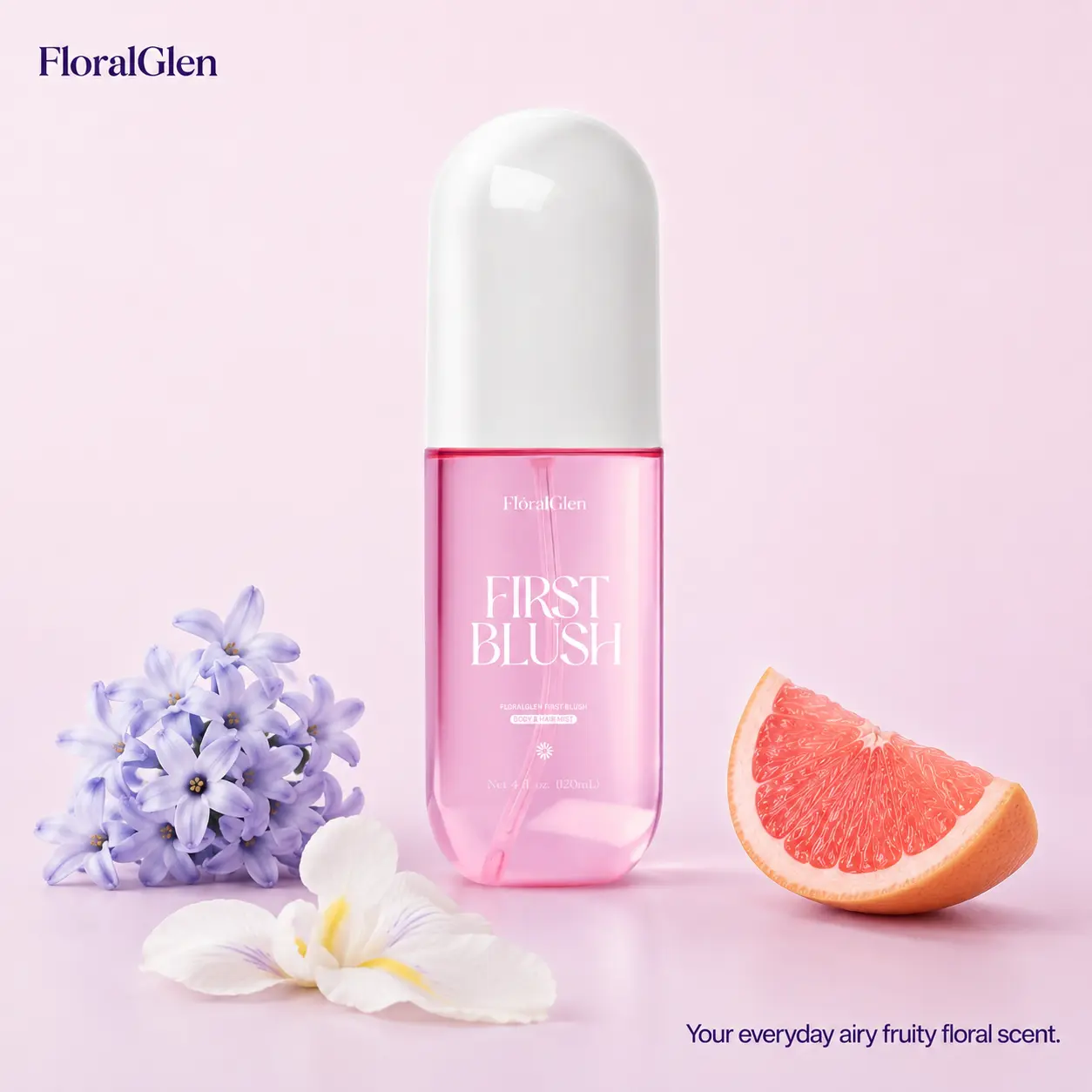 First Blush Perfumes for Women, FloralGlen Body & Hair Mist 4 fl oz, Pear Grapefruit Hyacinth Jasmine Fresh Floral Long Lasting Fragrance Mist, Body Spray Hair Mist