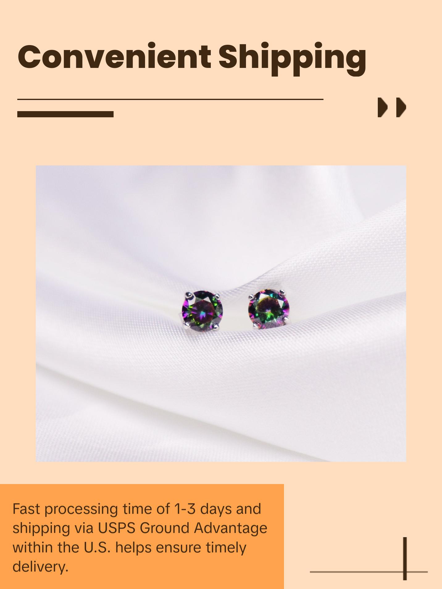 Black Mystic Cubic Zirconia Solitaire Stud Earrings Sterling Silver, Gemstone Earrings