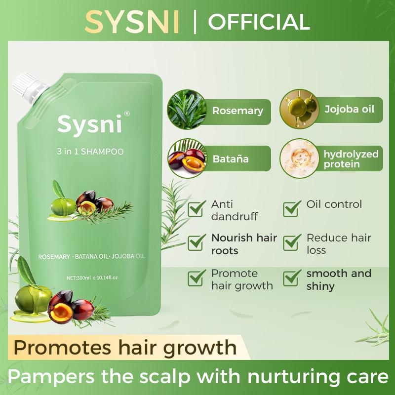 【Buy one get one free 】SYSNI 3-in-1 Shampoo for Hair Growth & Thickening infused with Batana Oil, Rosemary & Jojoba OilNourishes Scalp, Reduces Thinning, Promotes Fuller Hair