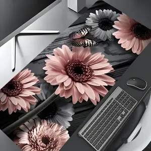 Daisy & Butterfly  Pattern Desk Mat, Rectangle Gaming Desk Mat, Non-slip Rubber Pad,  Aesthetic Desktop Decoration Protective Pad, Desktop Accessory for Laptop, Desktop Computer Games