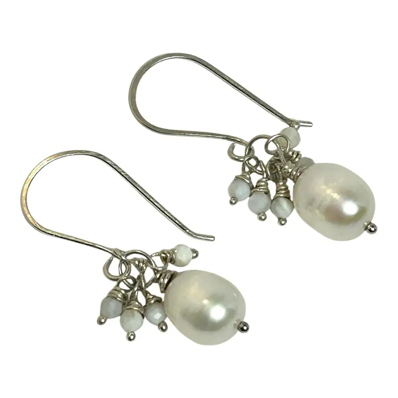 Freshwater Pearl Cluster Earrings – Sterling Silver