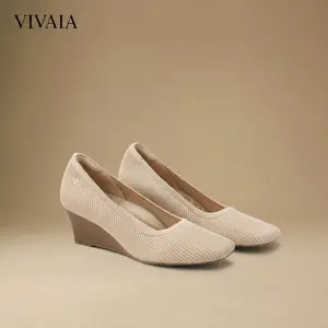 VIVAlA Women’s Square-Toe Wedge – Breathable Recycled-Knit Upper, Diamond Padded Arch-Support Insole & Anti-Slip 5.5cm Heel All-Day Chic (Margot Wedge Pro)