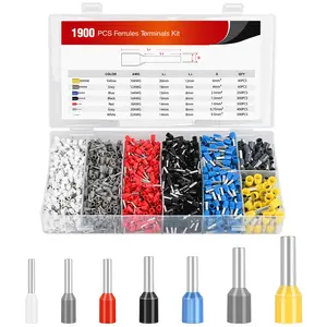 Nilight 1900PCS Wire Ferrule Terminals Kit AWG 22 20 18 16 14 12 10 Gauge Wire Crimp Connectors Ferrule Nylon Insulated Pin Cord End Insert Type for Single Double Electric Wire