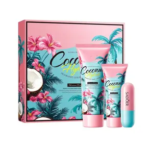 Coco Hydra 3-in-1 Hydrating Body Lotion Set for Women Men with Coconut Ceramide Hyaluronic Acid Non-Greasy Travel Size Hand Cream Lip Balm Daily Skincare Kit
