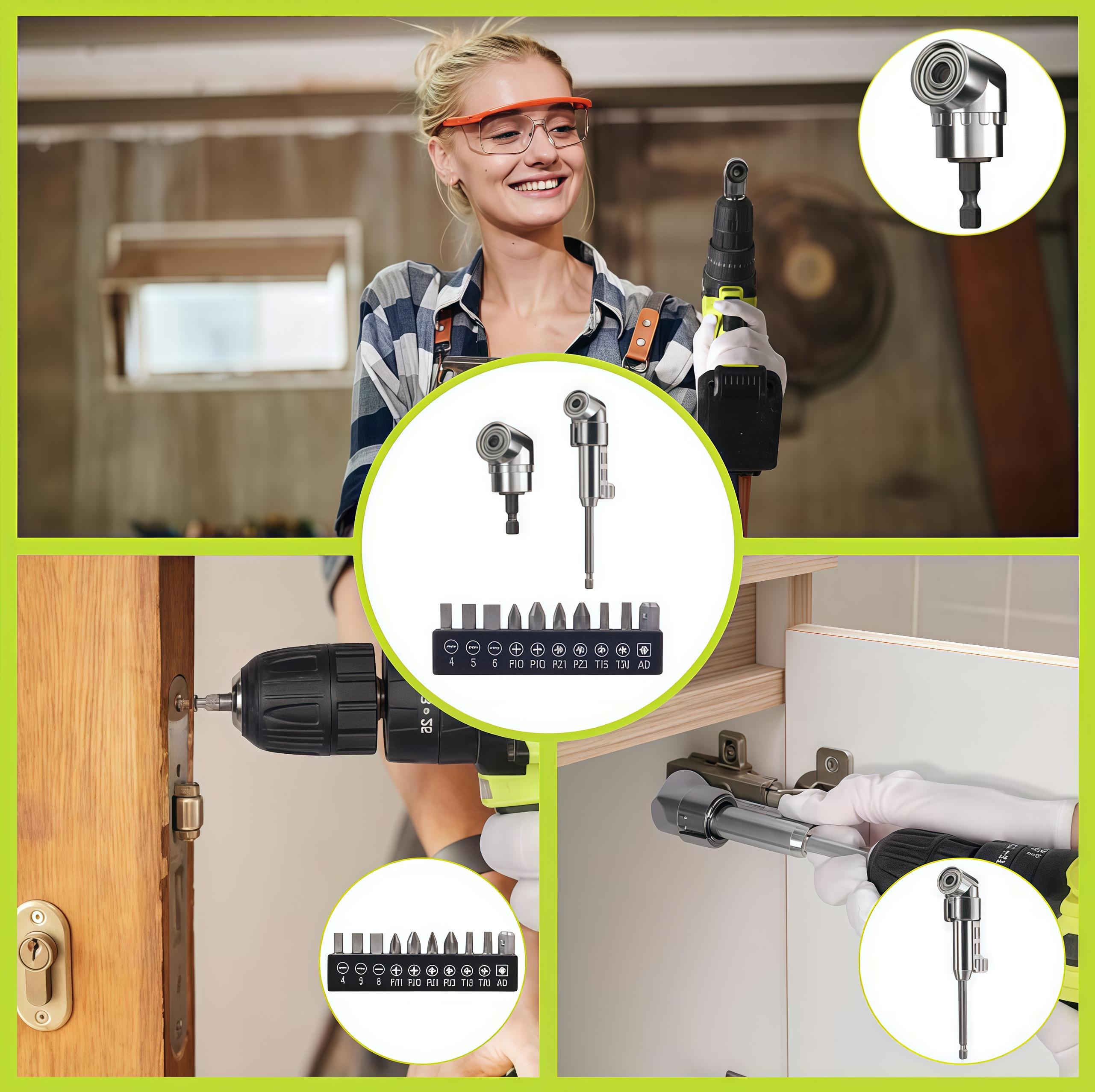 Corner Angled Screwdriver Drill Adapter Screwdriver Batch Wrench Driver Bending Batch Hand Repair Tools Drill Extension Screwdriver Connector