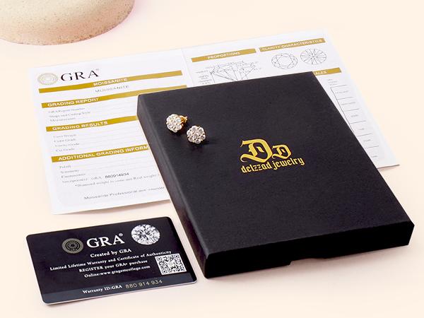 Delzzad 18k Gold-Plated Flower Stud Earrings D Color VVS Synthetic Moissanite Stud Earrings Screw Back/Butterfly Back S925 Studs Birthday Anniversary Mother's Day Christmas Gifts for Men Women Studearrings