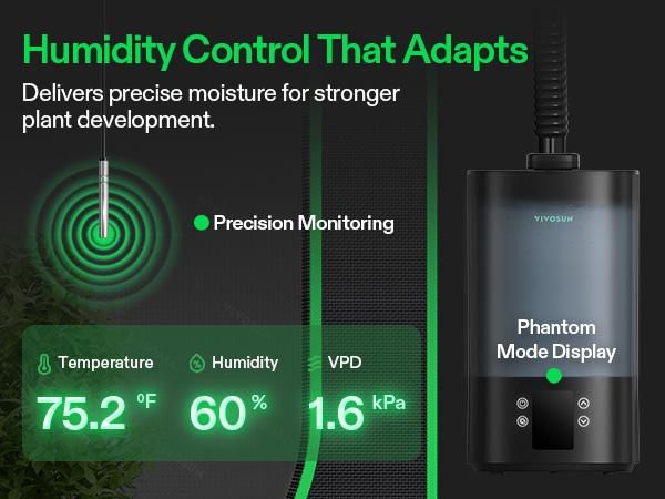 VIVOSUN Intelligent Wi-Fi Humidifier,5L/9L/19L Humidifier with Temp & Humidity Probe, Smart Remote Control, Designed for Growers