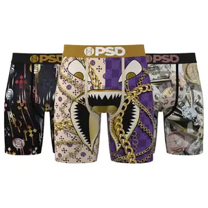 PSD Mens Gold Rush Boxer Brief 3 Pack - Standard Length 7 Inch Inseam, Soft and Breathable Poly Blend Fabric - Gold Rush