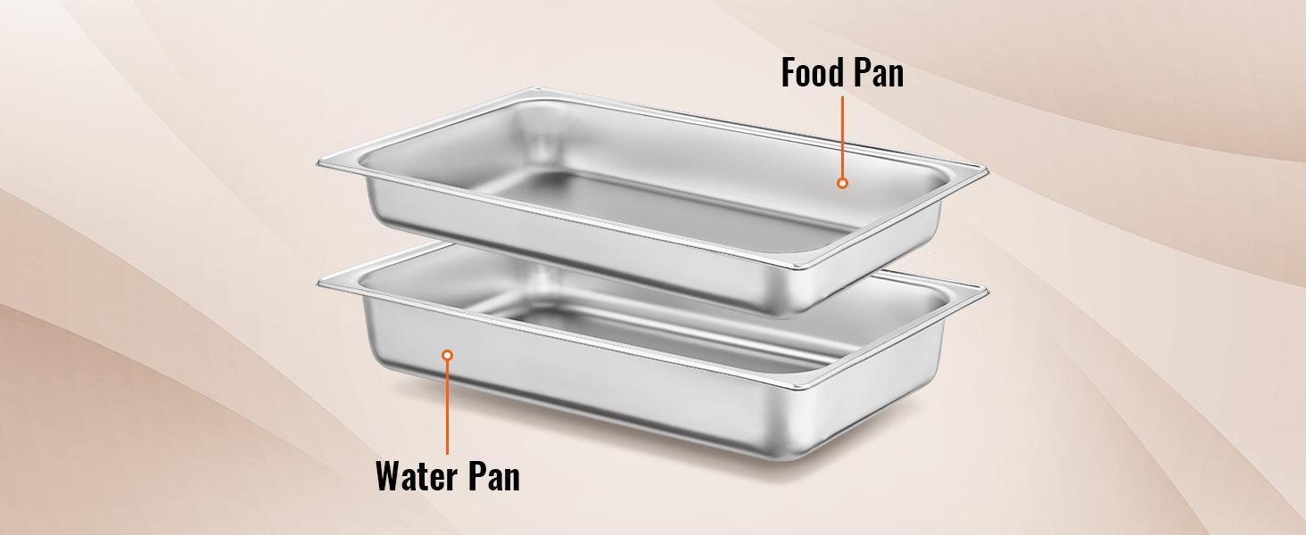VEVOR Chafing Dish Buffet Set, 8 Qt 4 Pack, Stainless Chafer with 4 Full Size Pans, Rectangle Catering Warmer Server with Lid Water Pan Folding Stand Fuel Tray Holder Spoon Clip, at Least 8 People Eac