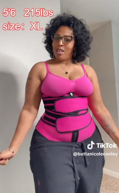 FeelinGirl Women Long Torso Sauna Workout Double Belts Neoprene Sports Waist Belt Corset Waist Cincher Zipper Trimmer Womenswear