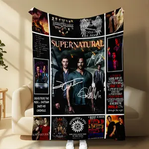 Supernatural TV Show Blanket, Figure Print Blanket, Winchester Brothers Fleece Throw Blanket, Soft Cozy Flannel Blanket for Sofa Couch Bed, Gift for Supernatural Fans