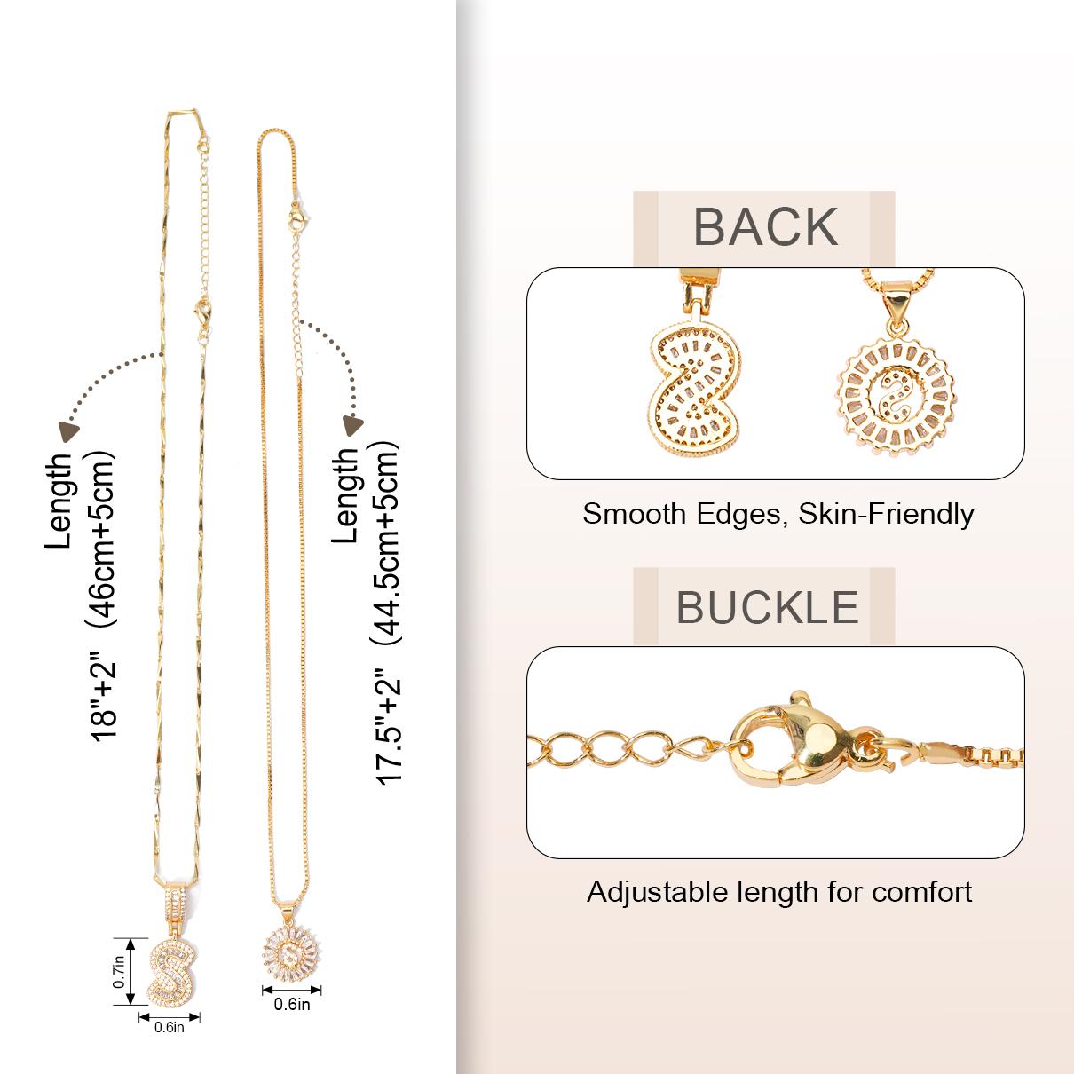 MEIITRUE Her Signature Jewelry 2 Pack Initial Letter Pendant Necklaces 14K Gold Plated Alphabet Necklaces with Adjustable 17''-19'' Chain for Women Mother's Day Jewelry Set