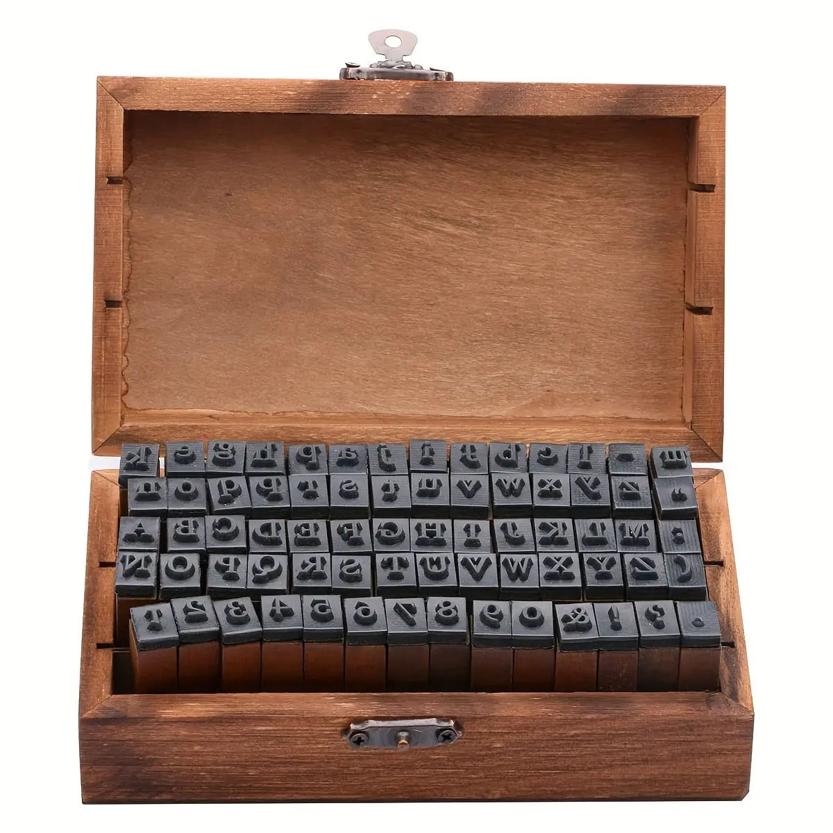 70-Piece Vintage Wooden Custom Stamp Set - Number & Alphabet Imprints with Elegant Wooden Storage Box, Office Stationery for DIY Crafts, Card Making Diy Kits Diy Decal Film