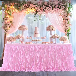 6ft Red Christmas Table Skirt Tutu Table Skirts for Rectangle or Round Table Skirts for Christmas Baby Shower Birthday Party Buffet Banquet Decoration